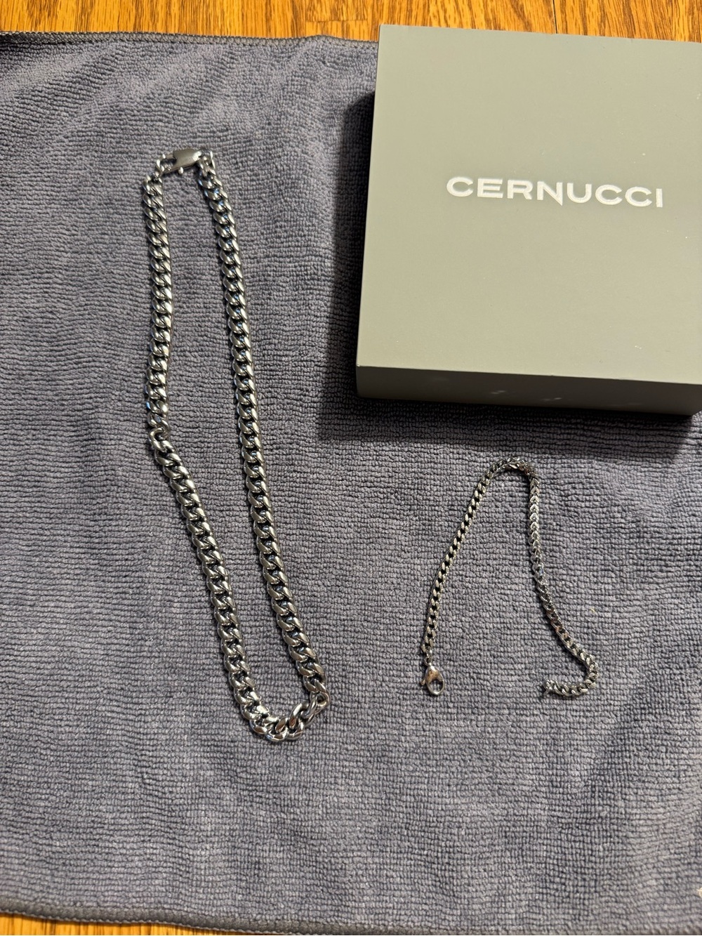 Cernucci Stainless Steel Cuban Chain 18” 5mm + Franco Bracelet 7” Set